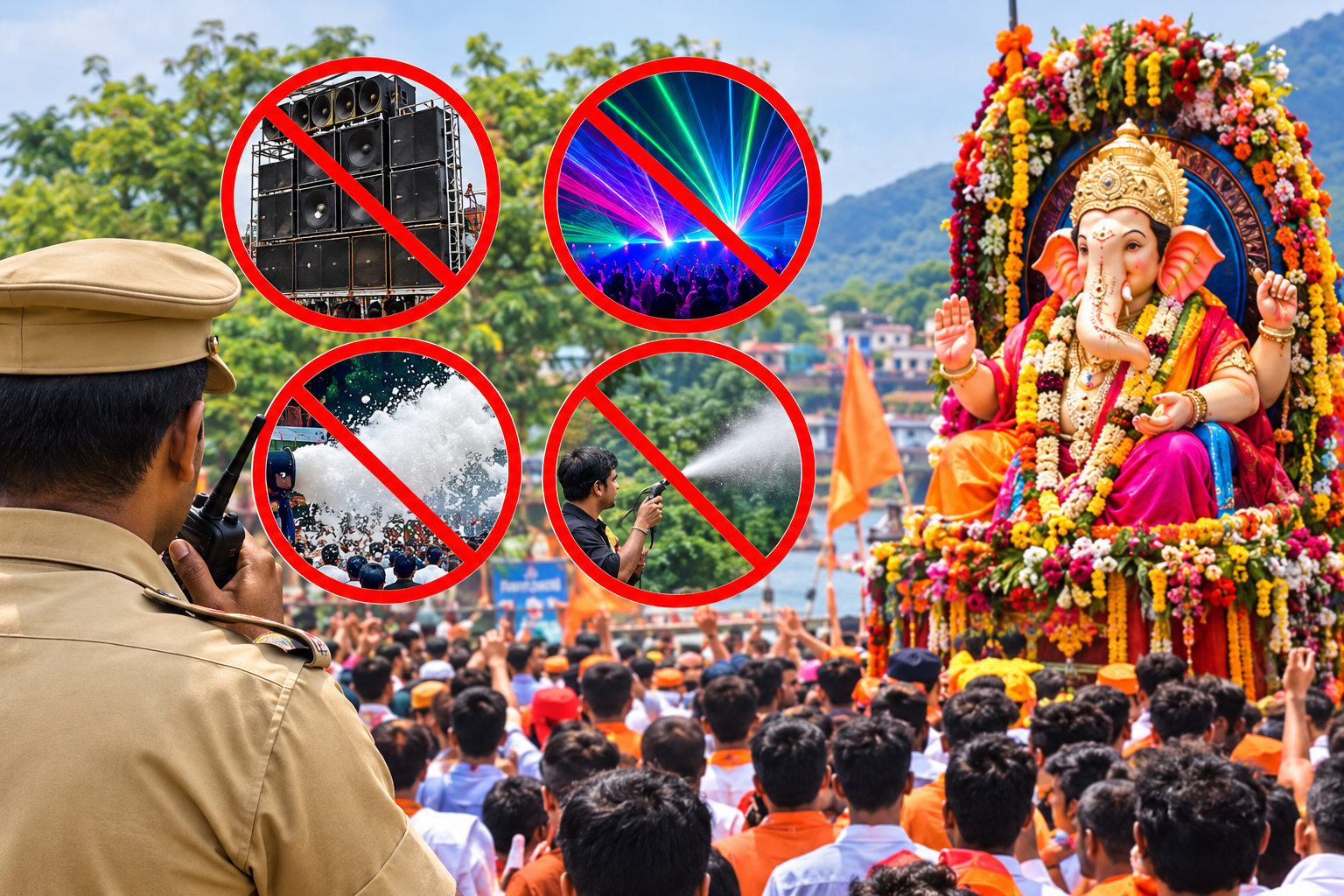 गणेश विसर्जन मिरवणुकांमध्ये डॉल्बी-डीजे, लेझर बीम व केमिकल स्प्रेवर बंदी